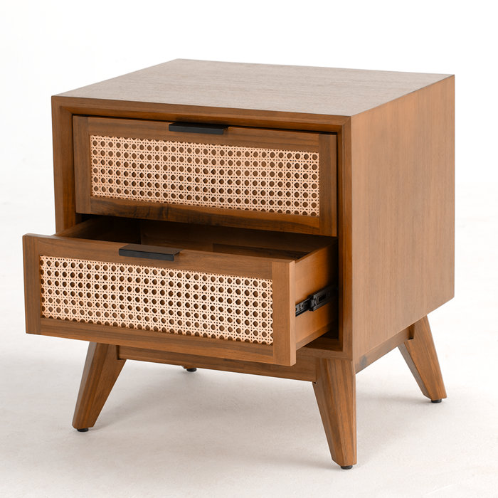 Bayou Breeze Jasper Solid Wood Nightstand Fully Assembled, 2 Drawer